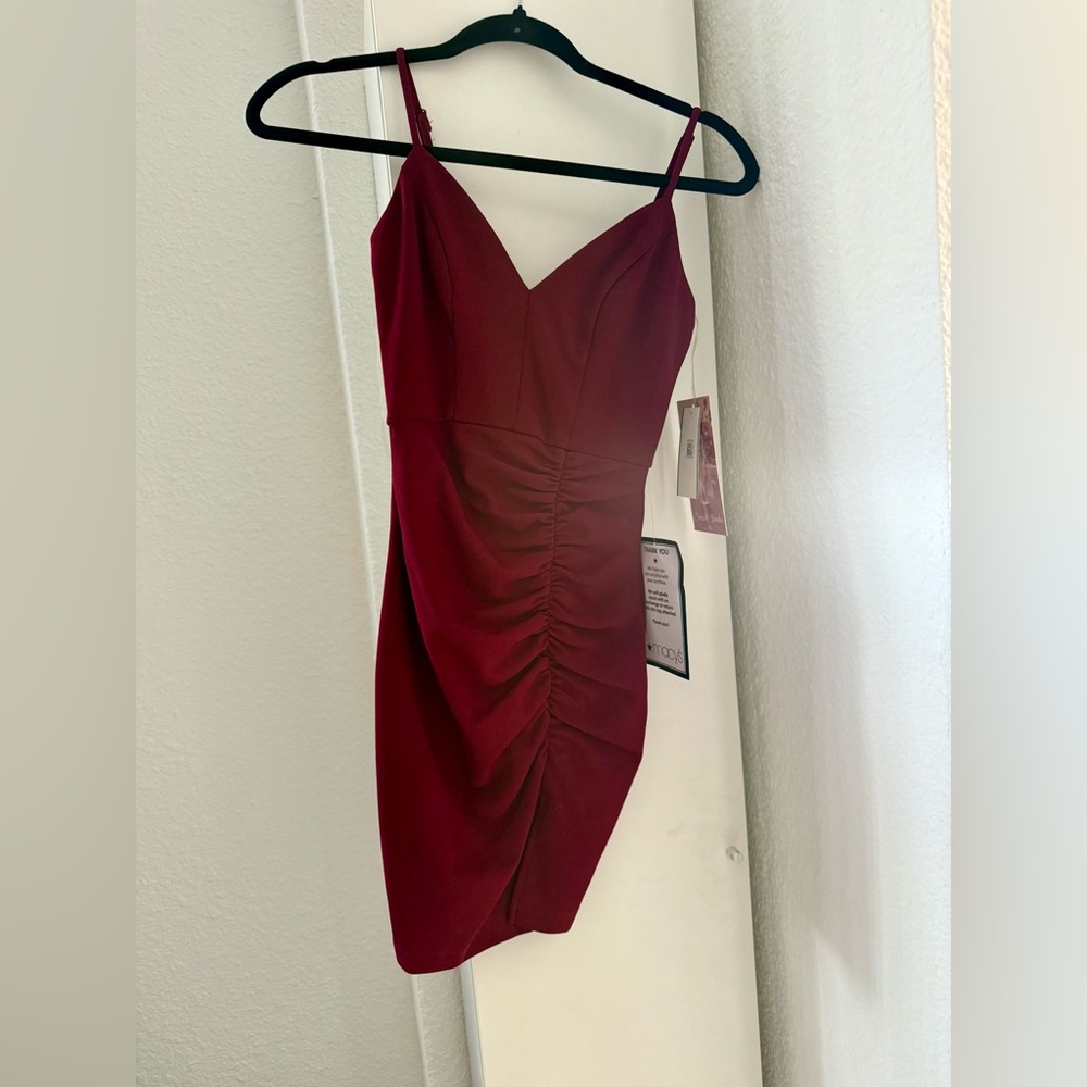 NWT Elegant Burgandy/Red Ruched Bodycon Dress
